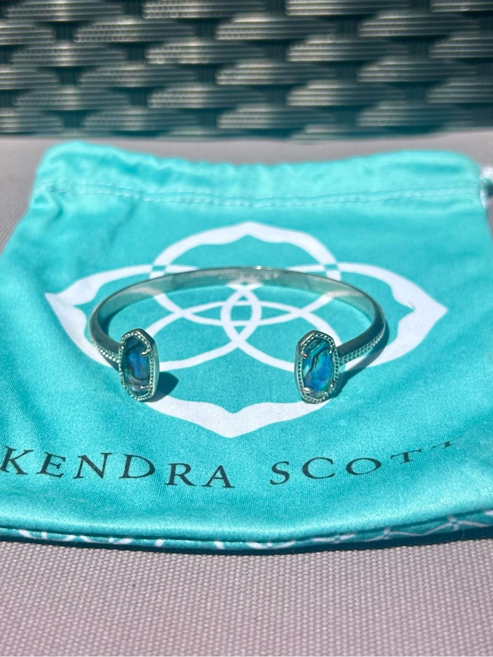 Kendra Scott Silver Cuff with Blue Iridescent Stones